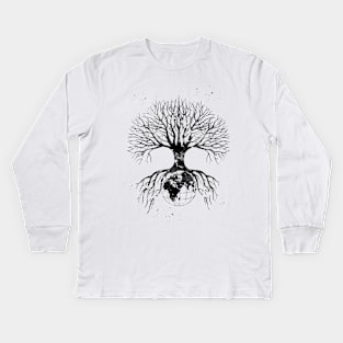 Earth Globe with tree Kids Long Sleeve T-Shirt